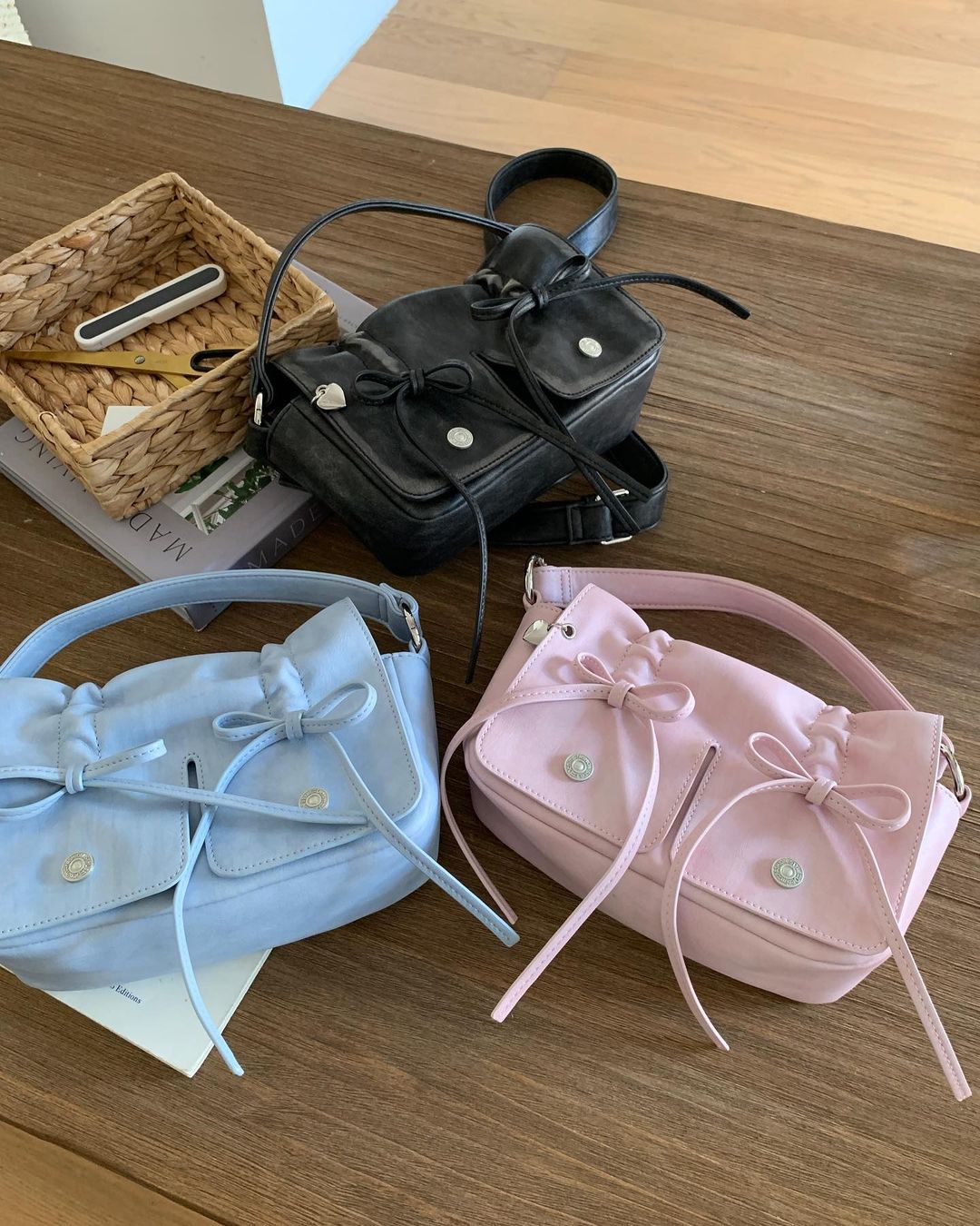 🫧首團優惠價🫧泫雅同款 | 大容量ribbon洗水色shoulder bag🎀SMALL size